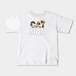 CAT MOM - long hair tabby cat oil painting word art Kids T-Shirt